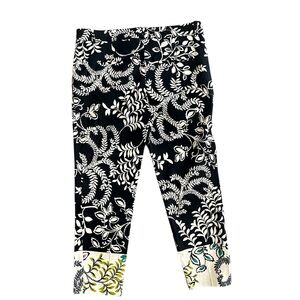 Zara Black/White Botanical Print Ankle Pants — Size 10